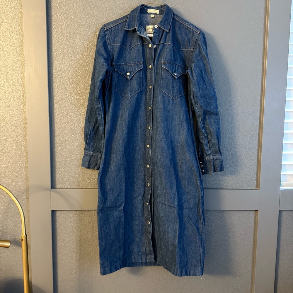 RALPH LAUREN • western wear vintage 1970s Denim Long Sleeve Dress size 6